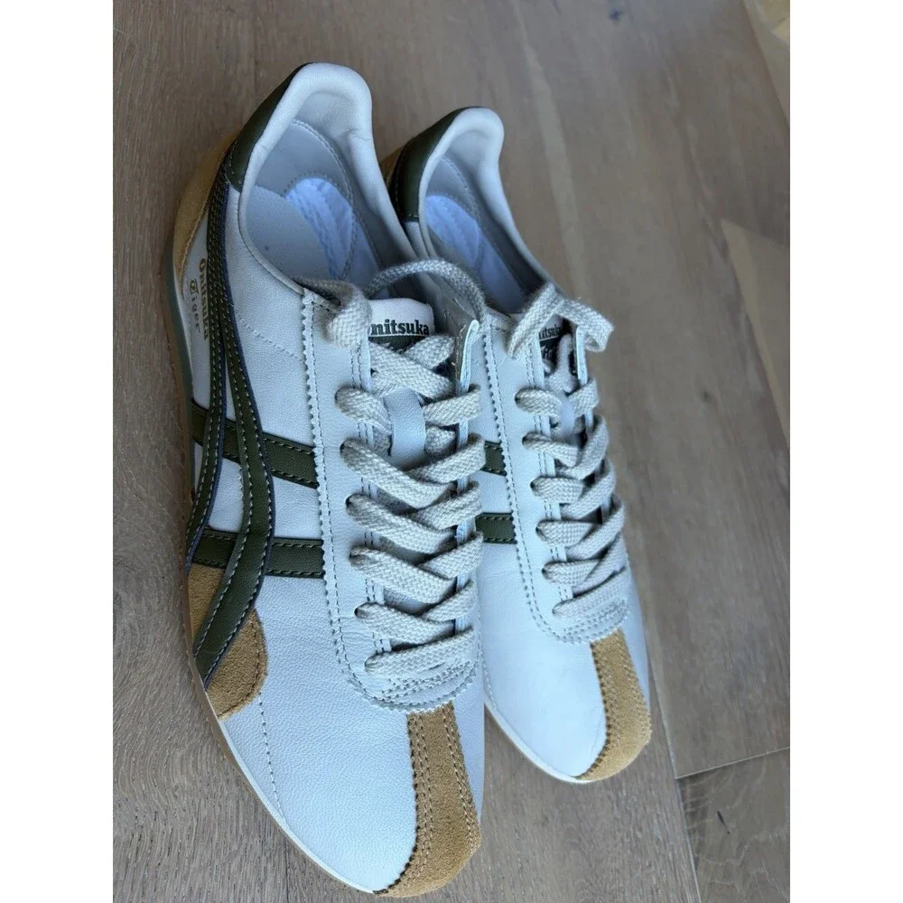 New Without Box Onitsuka Tiger Runspark Beige Olive Green Sneakers Size 8.5 W